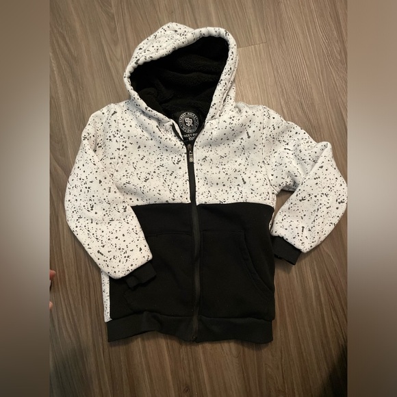 Street Rules Clothing Boys Black and White Speckled Hoodie size 10/12 - Picture 3 of 4